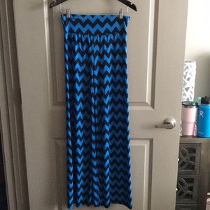 black and blue chevron flare pants.